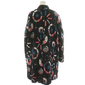 EMPORIO ARMANI コート ロング丈 総柄 アウター 42 マルチカラー ピンク 白 ホワイト 青 ブルー 黒 ブラック 1NL44T