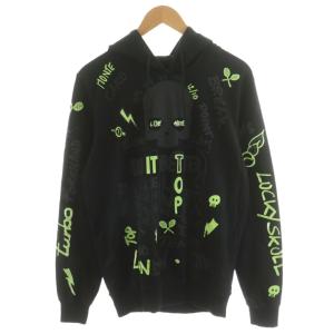 パーカー プルオーバー ロゴ スカル M 黒 ブラック /AN14