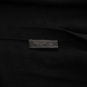 PRADA ニットカーディガン 長袖 Vネック 薄手 ワンカラー 無地 カシミヤ混 46 黒 ブラック /BB