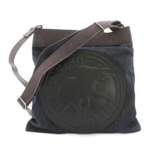 ショルダーバッグ キャンバス レザー 紺 ネイビー 黒 ブラック グレー /YT