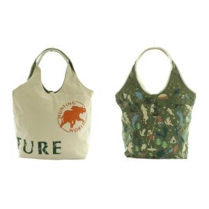 トートバッグ リバーシブル 白 ホワイト 緑 グリーン /SS OS