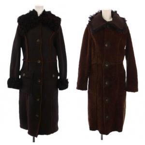 ムートンコート ロング ボア シープスキン S ブラウン /BM