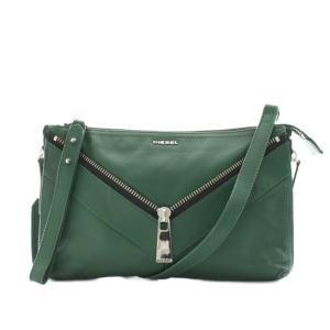 ショルダーバッグ ジッパー レザー 緑 グリーン /AN24