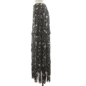 ISABEL MARANT ETOILE フラワーシフォンロングスカート ウエストゴム 36 黒 ブラック 花柄 78-05-03-05006 /RR