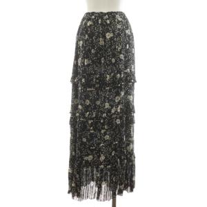 ISABEL MARANT ETOILE フラワーシフォンロングスカート ウエストゴム 36 黒 ブラック 花柄 78-05-03-05006 /RR