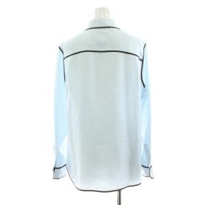 TORY BURCH シャツ ブラウス 長袖パイピング シルク 4 水色 10001583 /KU