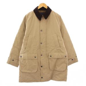 中綿フィールドコート ステンカラー アウター コーデュロイ 切替 バイカラー S ベージュ 茶 ブラウン