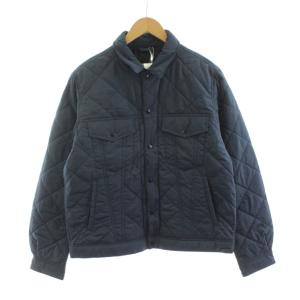 22AW キルト Gジャケット 中綿 ステンカラー 裏地チェック柄 L 紺 ネイビー 11-18-0036-147