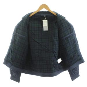 BEAMS 22AW キルト Gジャケット 中綿 ステンカラー 裏地チェック柄 L 紺 ネイビー 11-18-0036-147