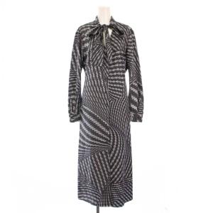 フレアワンピース シルク 4 ブラック ホワイト