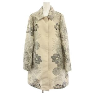 ステンカラーコート 花柄 フラワープリント ロング 薄手 42 ベージュ 0J8030 /HN