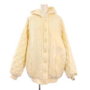 中綿ジャケット ブルゾン アウター ショート丈 フード キルティング 切替 38 アイボリー タグ付き