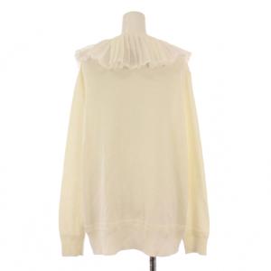 MUVEIL プリーツカラーカーディガン ニット 長袖 クルーネック フリル 38 白 ホワイト MA234KCD002