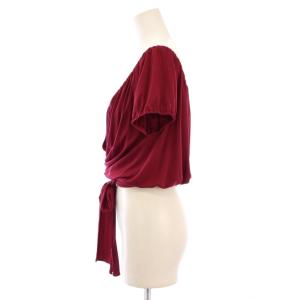 GUCCI カットソー 半袖 ラップ 巻き ストレッチ ショート丈 ロゴチャーム 40 紫 パープル /BB