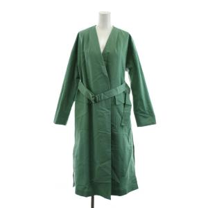 シャイニーグログラン ノーカラーベルテッドコート ロング丈 コットン 36 緑 グリーン 13080108201