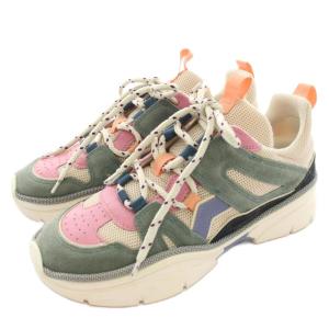 ISABEL MARANT ローカットスニーカー シューズ スエード メッシュ レザー 37 ベージュ ピンク 緑 グリーン /HN