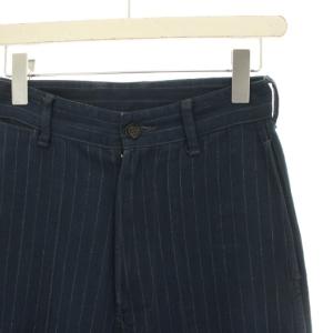 45R カチンヒッコリーのパンツ ワイドパンツ ストライプ 1 紺 ネイビー 5036130 /HN