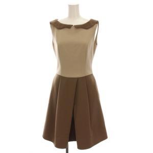 ノースリーブ ワンピース ひざ丈 38 ブラウン 茶色 ベージュ 31204 /YM