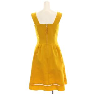 FOXEY NEW YORK Elegant Stitch ドレス ワンピース キャミソール ひざ丈 36 黄色 マスタード色 39925