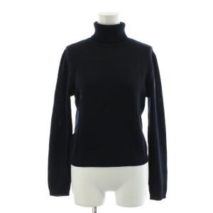 ニット セーター 長袖 タートルネック ウール 40 紺 ネイビー /AN48