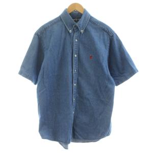 BLAIRE ボタンダウンシャツ デニムシャツ 刺繍 S インディゴ /KU