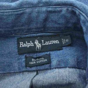 RALPH LAUREN BLAIRE ボタンダウンシャツ デニムシャツ 刺繍 S インディゴ /KU