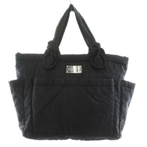 トートバッグ キルティング ナイロン 裏地ロゴ 黒 ブラック /KU