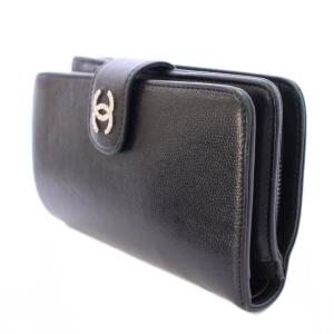 CHANEL セブルガライン ココマーク キャビアスキン 二つ折り財布 15番台