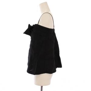 ebure 25SS ライトビスリネンビスチェ キャミソール リボン ワンカラー 36 黒 ブラック 4110700523