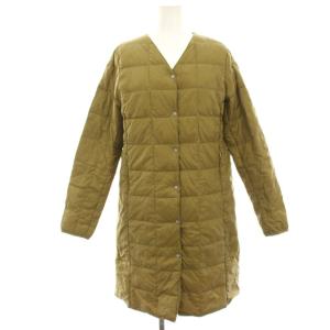 ベーシック Vネックボタン ロングダウンジャケット ダウンコート ロング M ベージュ /HN