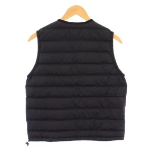 DANTON ダウンベスト ジャケット ナイロン アウター クルーネック ロゴ ワンポイント S 黒 ブラック /BB
