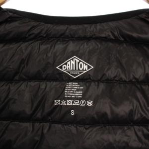 DANTON ダウンベスト ジャケット ナイロン アウター クルーネック ロゴ ワンポイント S 黒 ブラック /BB
