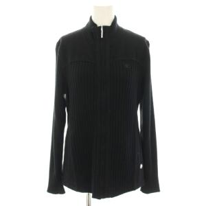 ドライバーズニット ニットカーディガン 長袖 ジップアップ リブ編み ロゴ刺繍 9 黒 ブラック AGF173