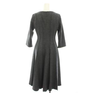 SYBILLA ワンピース ひざ丈 キーネック 八分袖 切替 M グレー GBEAJ-01490 /YT