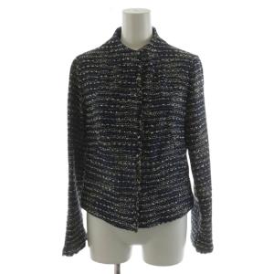 SYBILLA スーツ セットアップ 上下 ノーカラージャケット フレアスカート ひざ丈 ツイード M 紺 ネイビー GBJDJ-19490