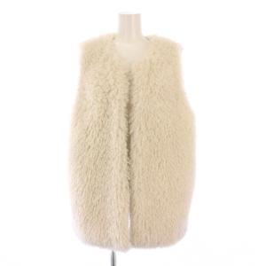 プードルファークルーネックジレ ベスト 前開きトッパー ワンカラー 36 白 ホワイト 11-07-24-07131