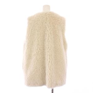 BALLSEY プードルファークルーネックジレ ベスト 前開きトッパー ワンカラー 36 白 ホワイト 11-07-24-07131