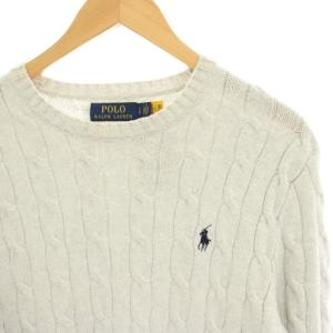 POLO RALPH LAUREN ニット カットソー ケーブル編み 長袖 スモールポニー S グレー 0200011413 /HN