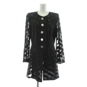 ノーカラージャケット ミドル丈 花柄 36 黒 ブラック 535-Q-7102 /KU