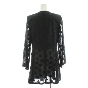 YVES SAINT LAURENT ノーカラージャケット ミドル丈 花柄 36 黒 ブラック 535-Q-7102 /KU