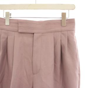 ebure ライトシャークスキンタックパンツ テーパードパンツ ウール混 麻 リネン混 38 ピンク 3110600391