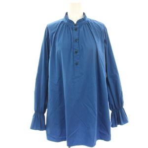 フリルネックブラウス シャツ 長袖 プルオーバー F 青 ブルー YR1821-051aSM /HN