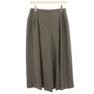 NEW SAXONY BEL PL ワイドパンツ ガウチョパンツ タック クロップド ウール 36 グレージュ