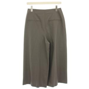 theory luxe NEW SAXONY BEL PL ワイドパンツ ガウチョパンツ タック クロップド ウール 36 グレージュ