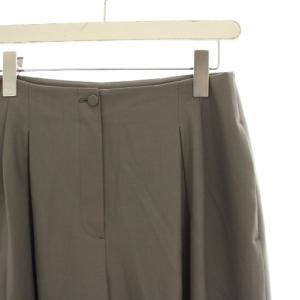 theory luxe NEW SAXONY BEL PL ワイドパンツ ガウチョパンツ タック クロップド ウール 36 グレージュ