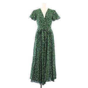 Demi-Luxe BEAMS別注 マドモアゼルのドレス ワンピース 半袖 ロング ドット柄 36 緑