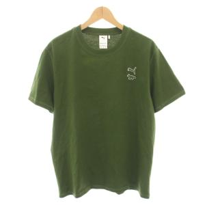 メゾンキツネ MAISON KITSUNE Tシャツ カットソー クルーネック 半袖 ロゴ刺繍 M 緑