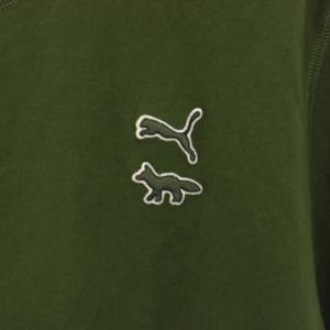 PUMA メゾンキツネ MAISON KITSUNE Tシャツ カットソー クルーネック 半袖 ロゴ刺繍 M 緑