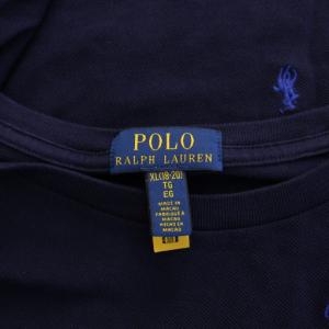 POLO RALPH LAUREN Tシャツ 半袖 クルーネック ロゴ 刺繍 ストレッチ 総柄 XL 紺 ネイビー /BB