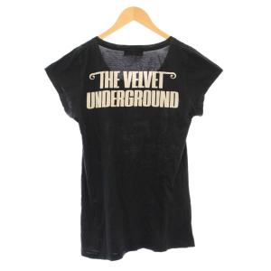 ANDY WARHOL by HYSTERIC GLAMOUR カットソー 半袖 Uネック ストレッチ ロゴ プリント 薄手 F 黒 ブラック /BB